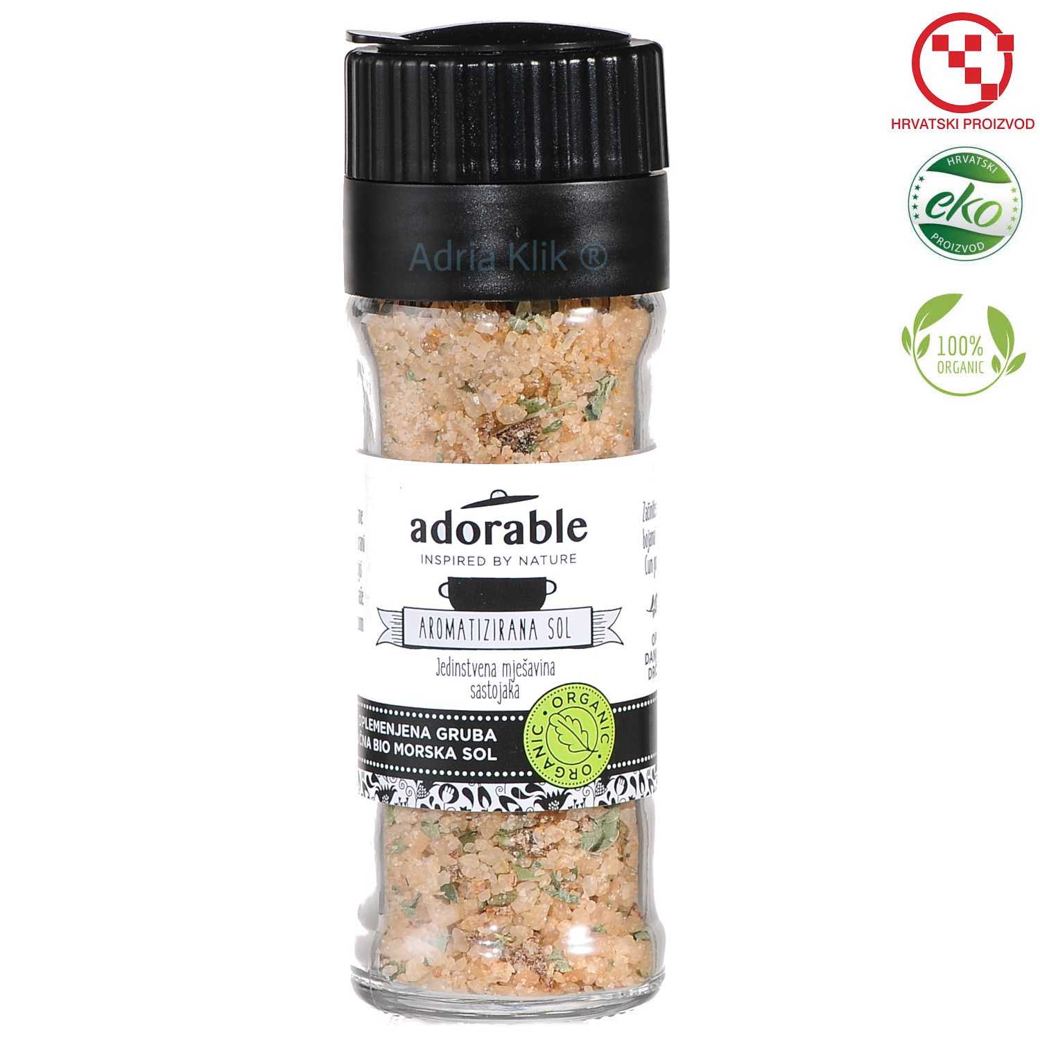 Organic Orange, Rosemary, Thyme Flavored Salt Grinder 90g. Adorable